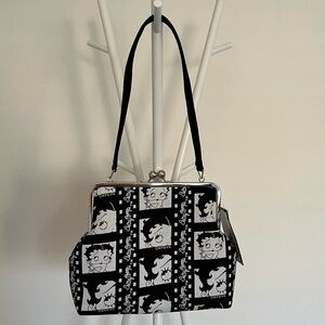 Vintage Y2K Betty Boop Black & White Film Strip Shoulder Bag with Kiss Lock NWT